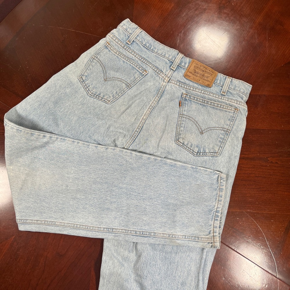 VTG 1996 Levis 550 Orange Tab Black Batwing Tag Jeans Men 32x32.5 Light Wash EUC